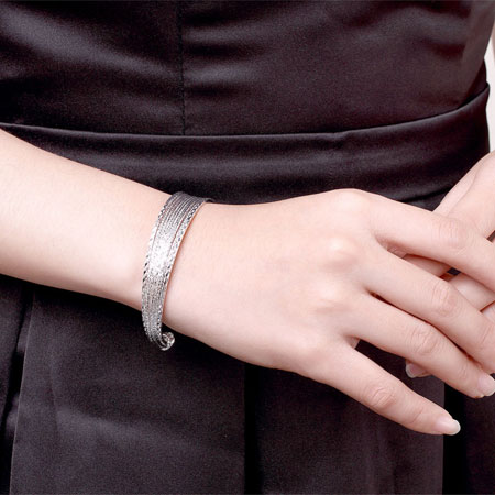 Модные женские серебряные открытые браслеты с регулируемыми манжетами